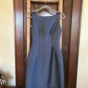 Elie Tahari Navy Geometric Midi Dress, Size 4